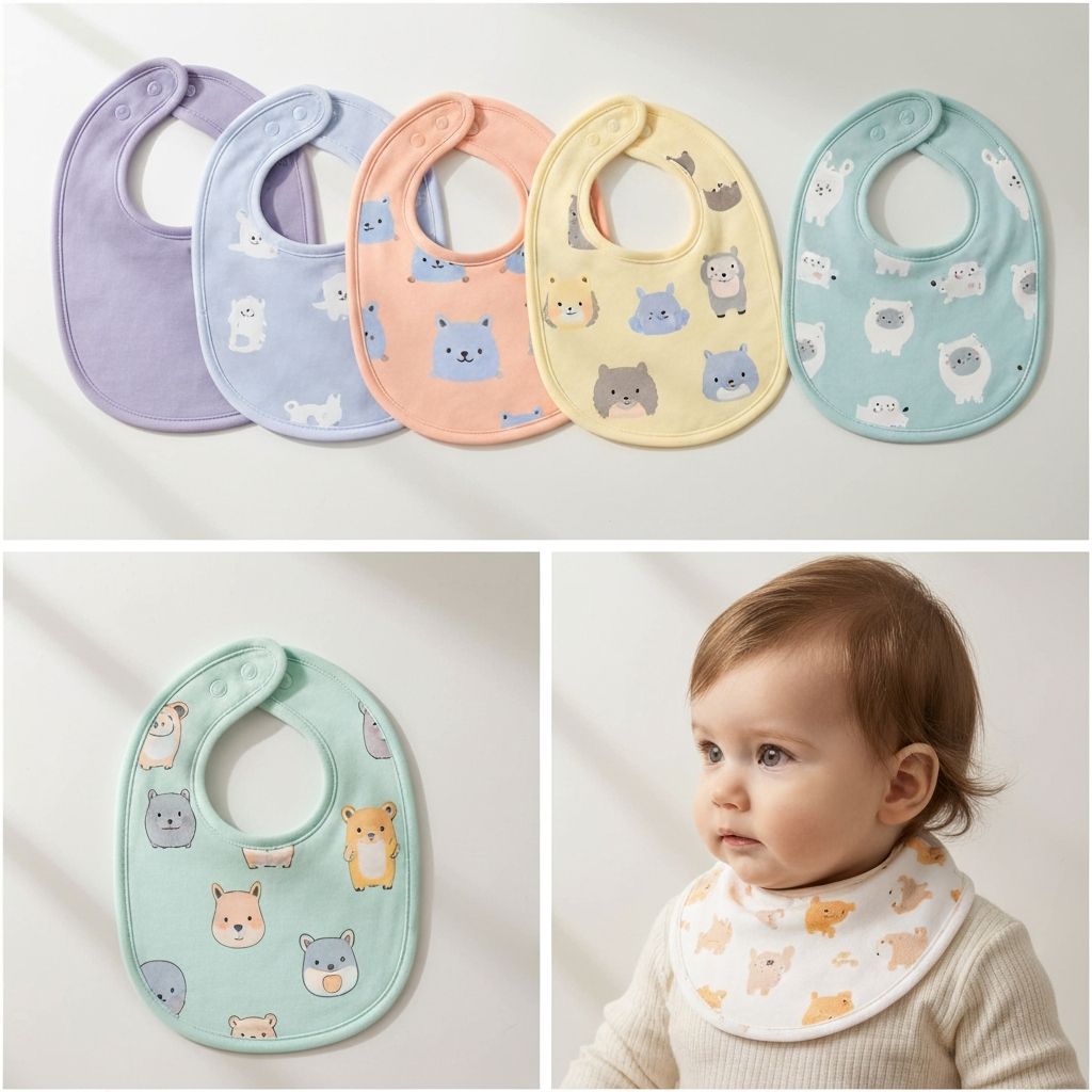 유기농 면 턱받이 5종